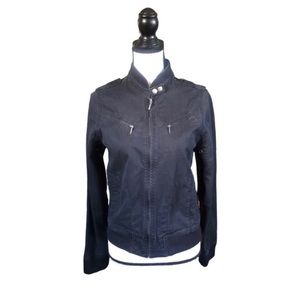 SALE Vintage Lee Cooper Originals Faded Black Denim Moto Style Bomber Jacket L